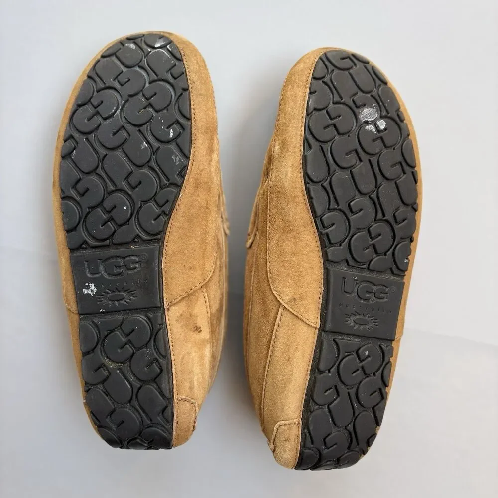 Ugg Ascot Men 11 (Missing Size Tag) Leather Shearling Lined Moccasin Slippers